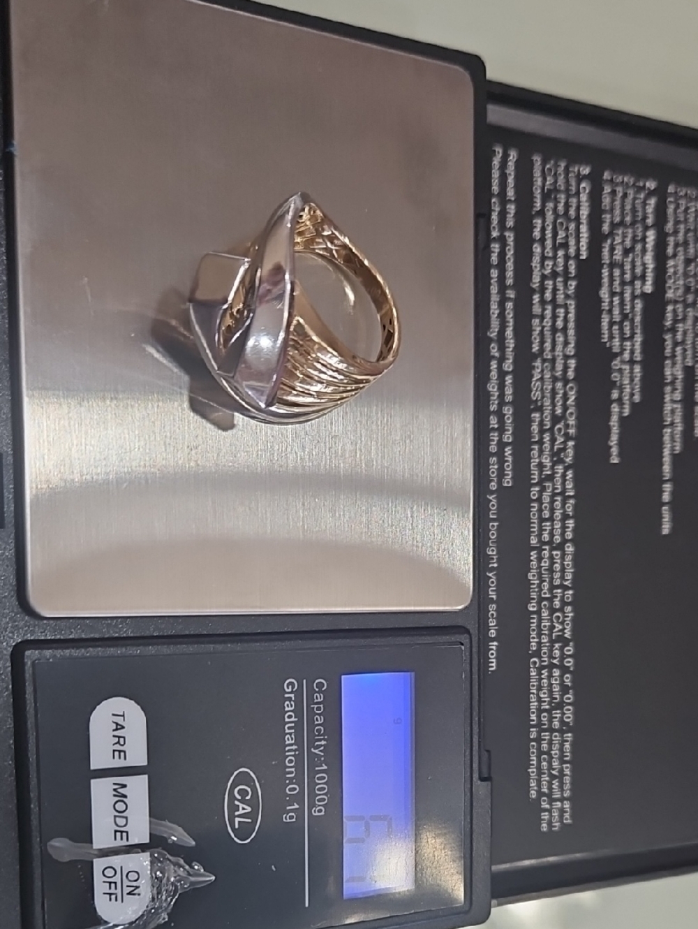 18k Solid Gold New  Two-Tone Twist Dome Ring Size 8 Authentic